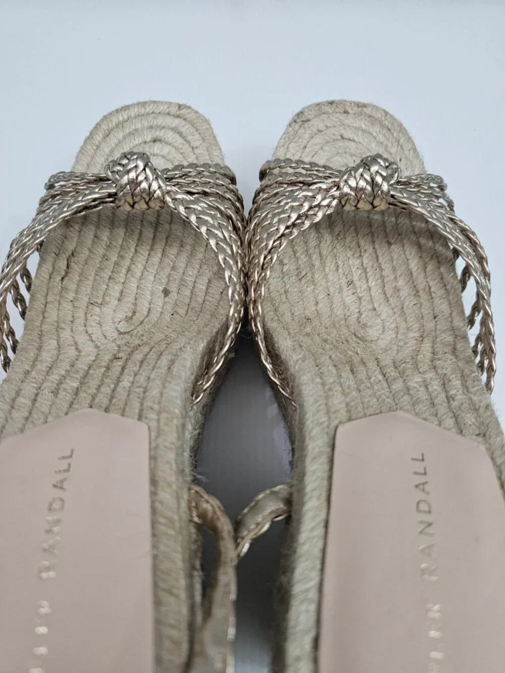 Loeffler Randall Pamela Mignon Espadrille Wedge Women 9 Champagne Knotted Sandal
